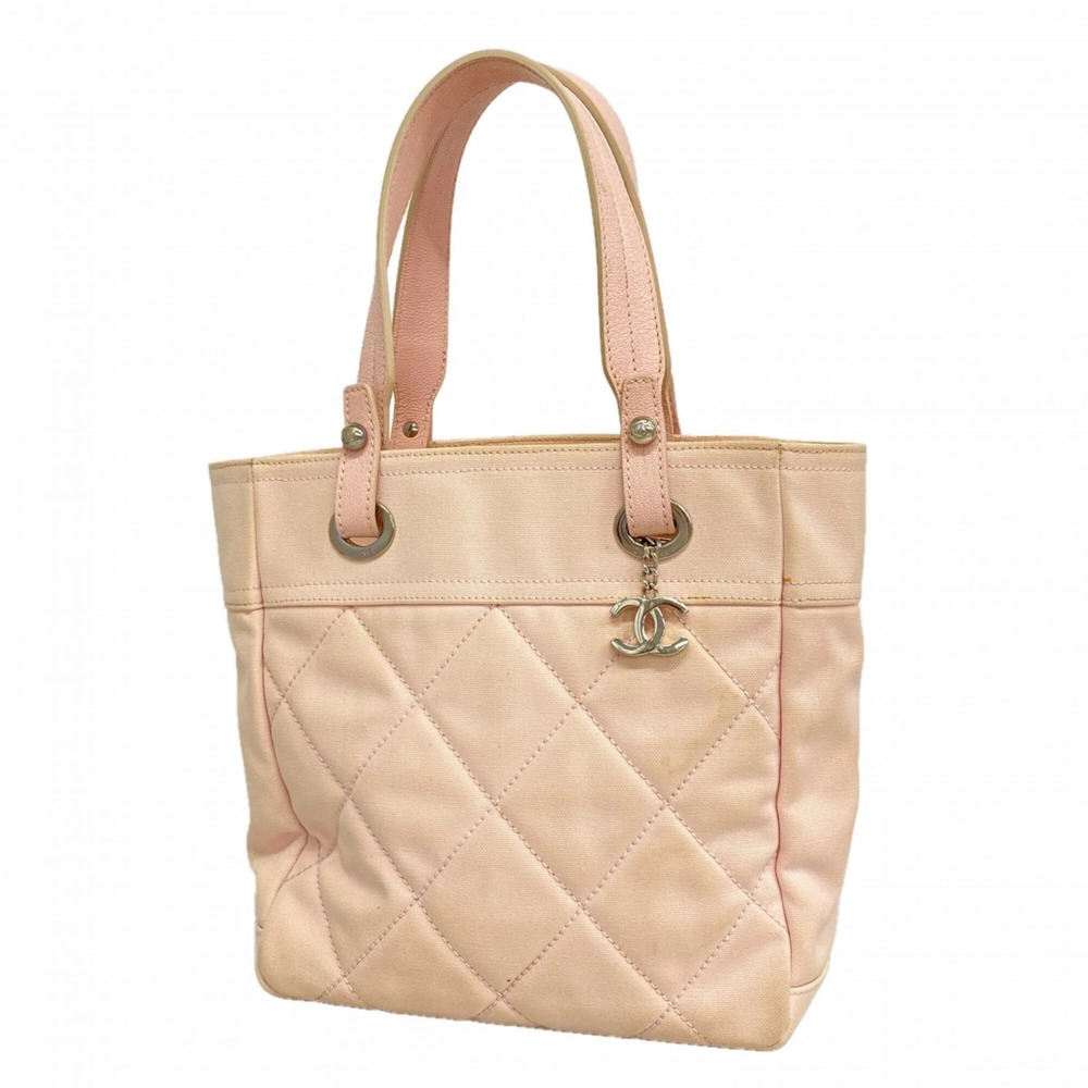 CHANEL Pink Canvas Tote Bag